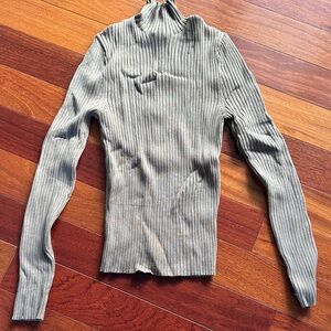 Zara Gray Ribbed Turtleneck Top